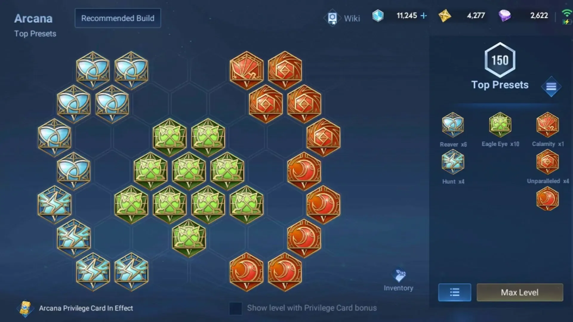 Honor of Kings arcana system interface showing tier structure and statistics