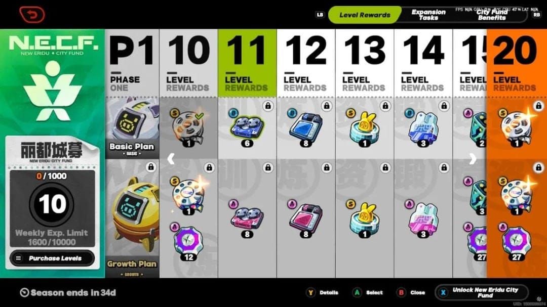 Perbandingan laluan ganjaran Battle Pass City Fund Premium vs Percuma Zenless Zone Zero