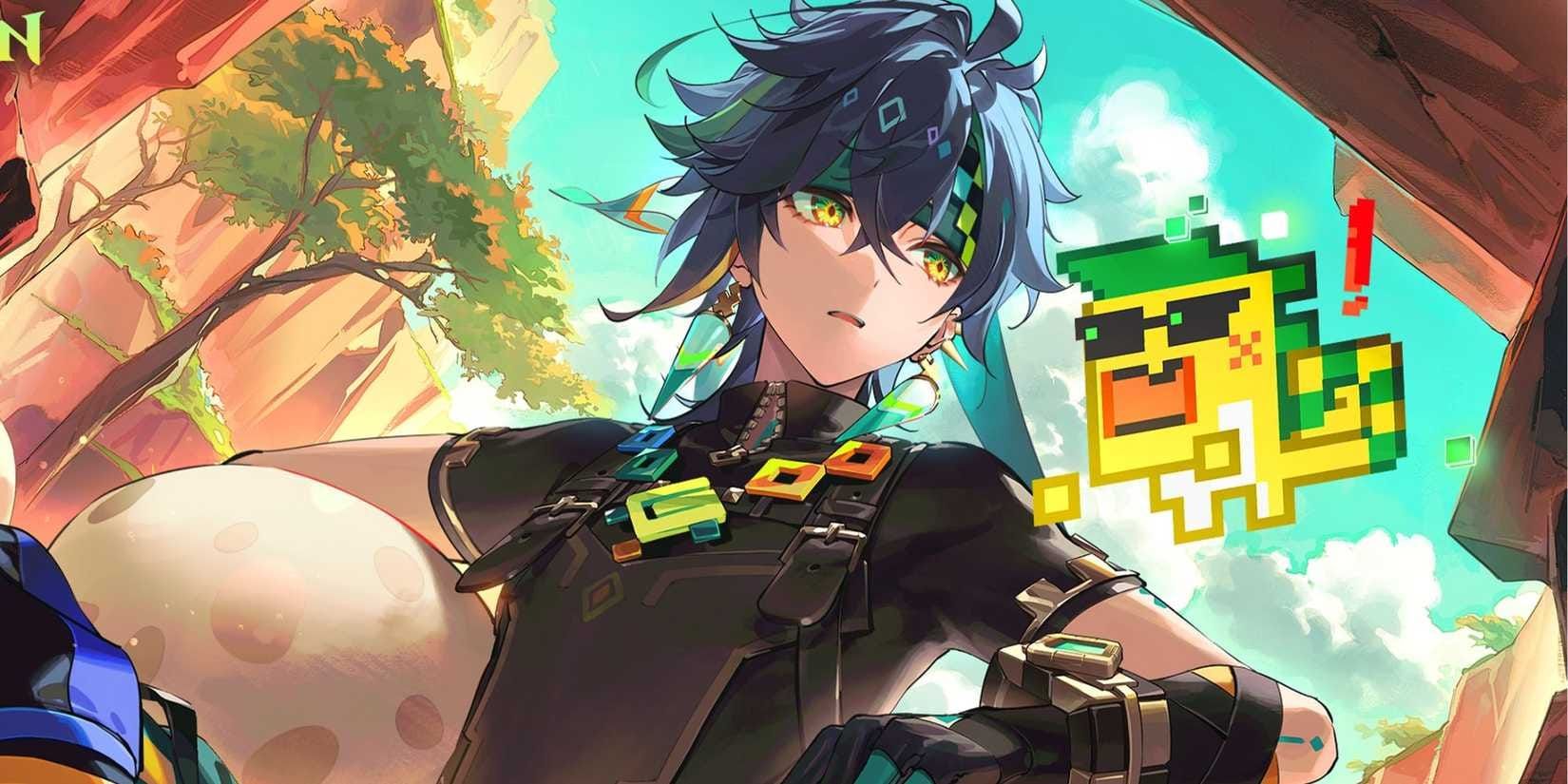 Kinich in his tribal setting from Genshin Impact story content