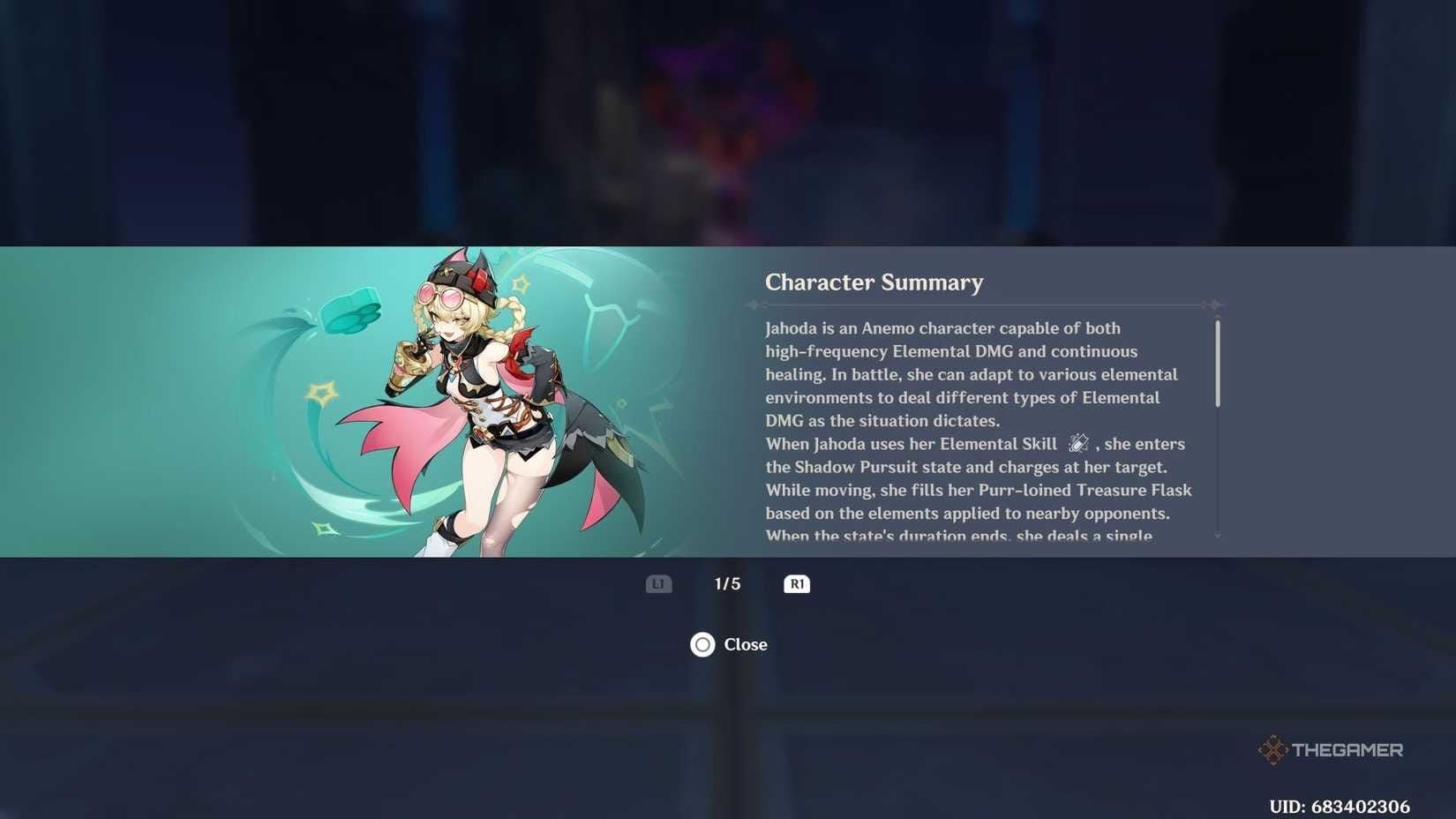 Genshin Impact Jahoda character profile showing abilities and recommended build for Soulblazers event