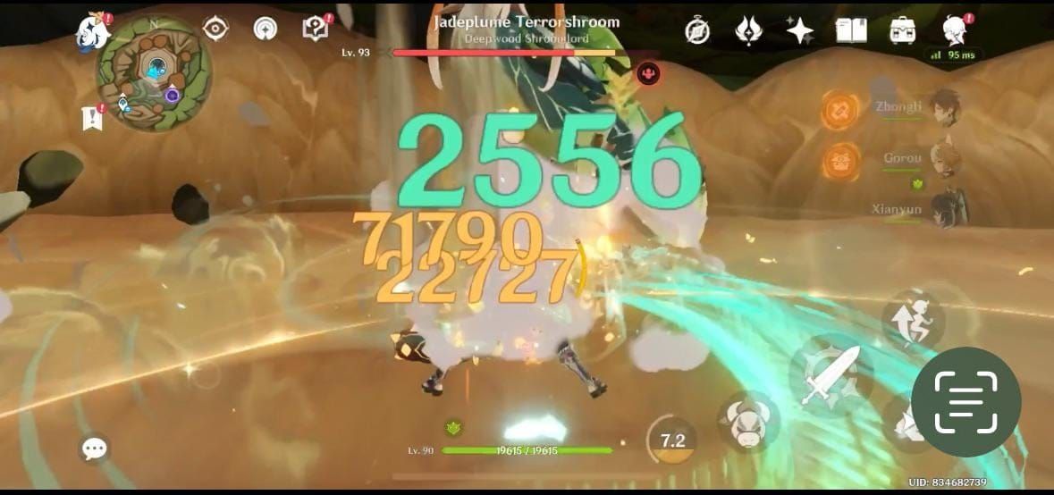 Comparație a hitbox-urilor atacurilor de plonjare din Genshin Impact în Spiral Abyss