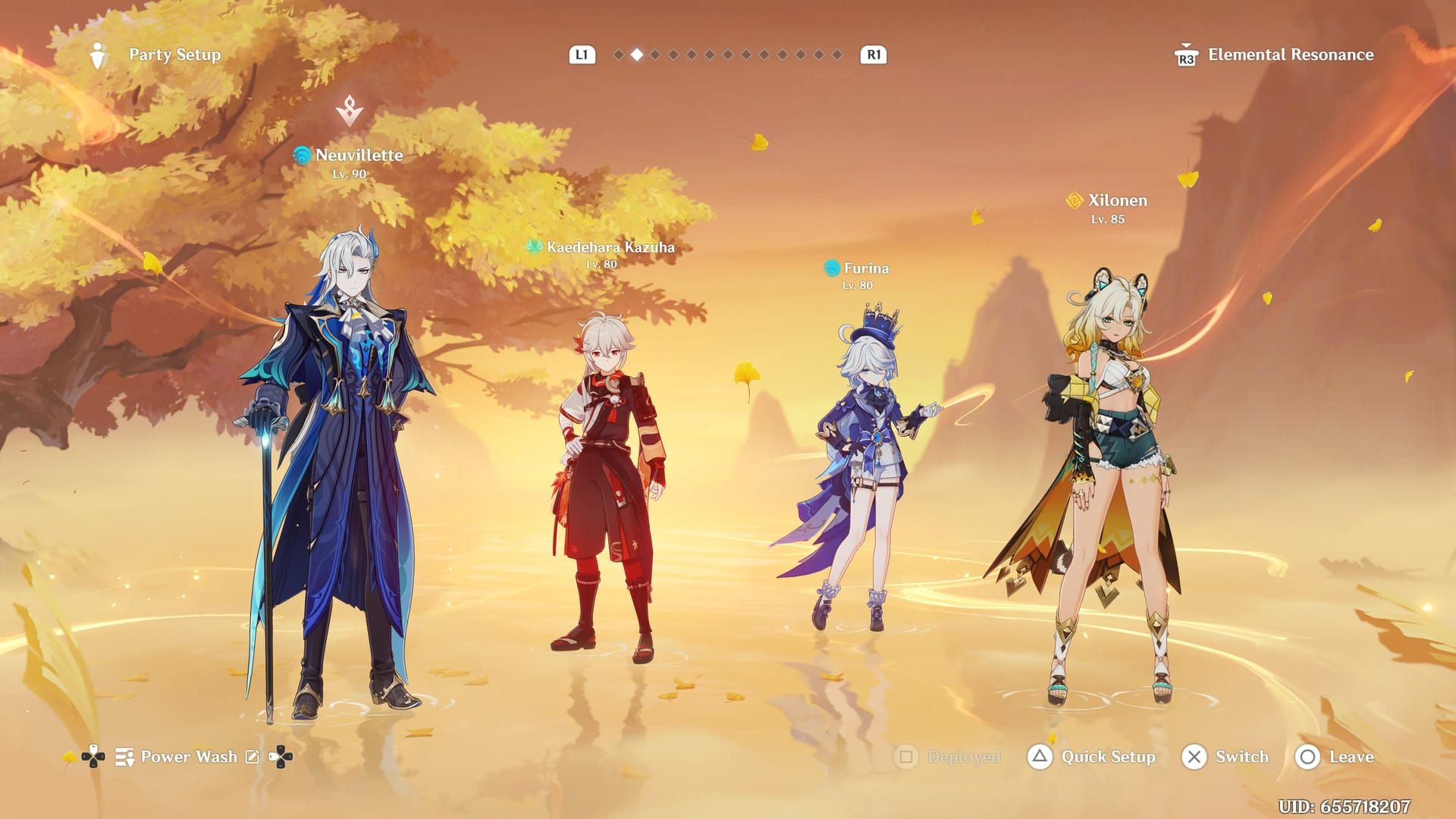 Composición de equipo de Genshin Impact Ororon Neuvillette Kazuha Xilonen