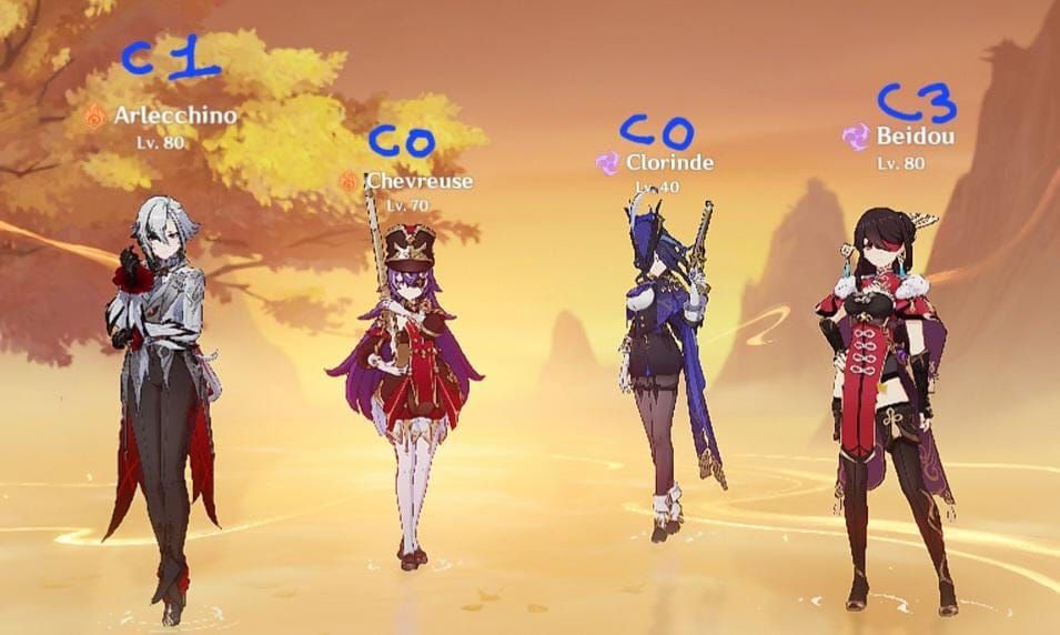 Genshin Impact Team #2: Clorinde, Thoma, Beidou, Chevreuse F2P team