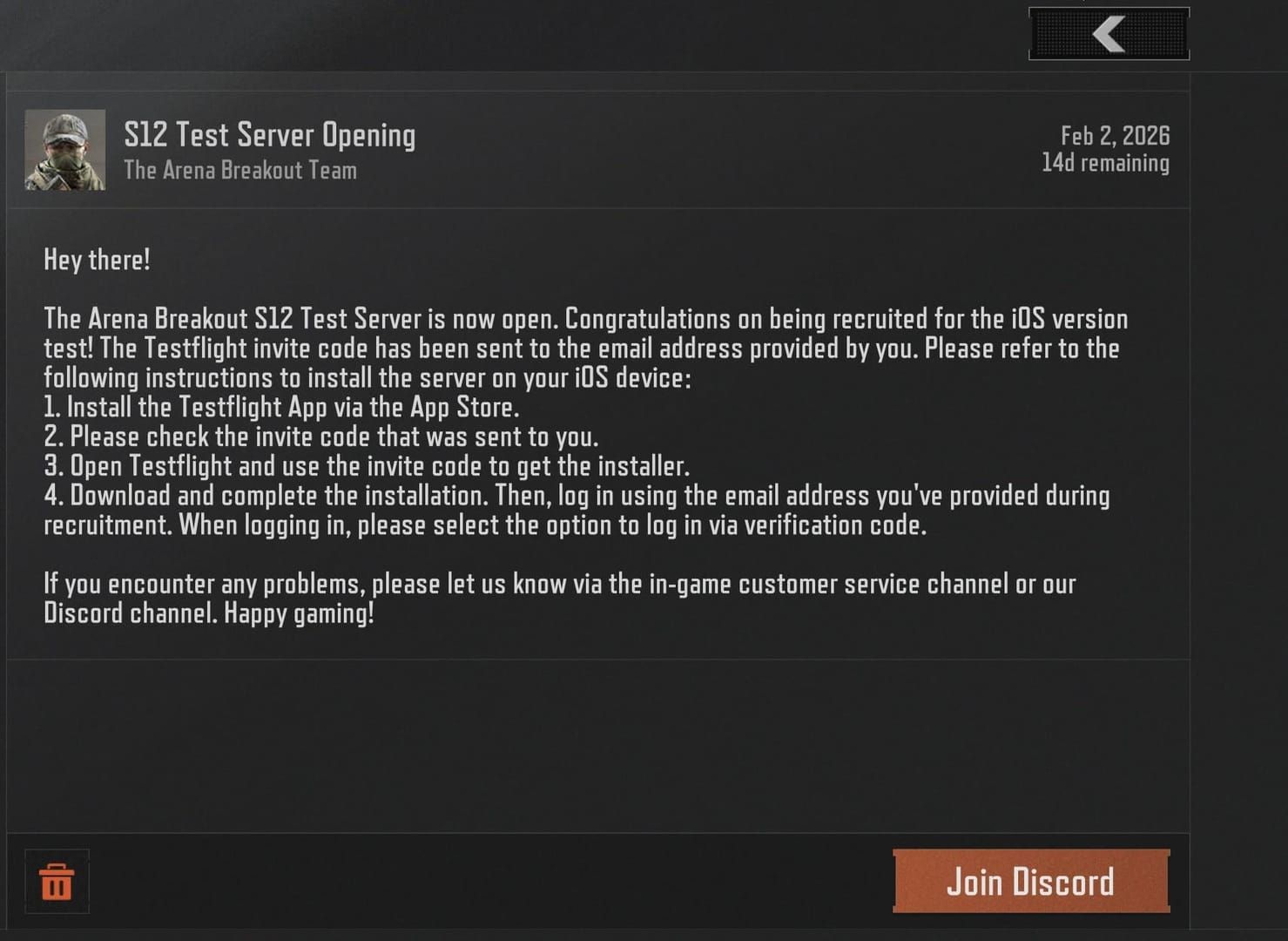 Skrin mel Arena Breakout memaparkan ganjaran kod tebusan dan Koen