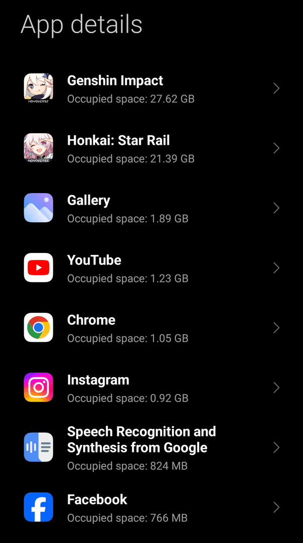 Honkai Star Rail mobile storage requirements showing 27GB total size on Android device