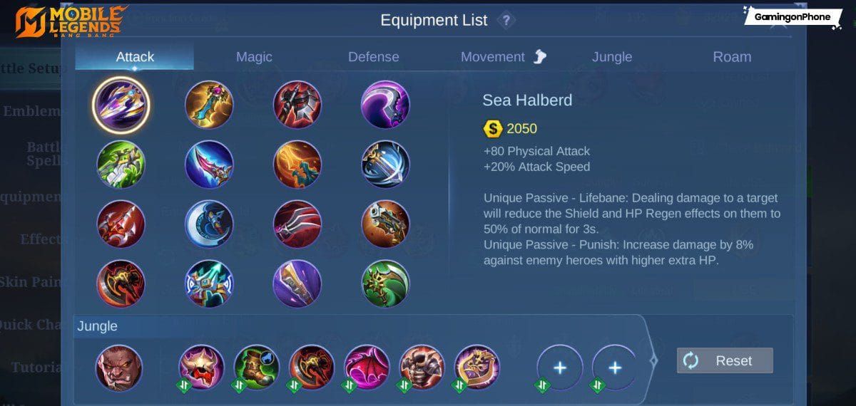 Athena’s Shield en Dominance Ice uitrustingsiconen voor Marcel in Mobile Legends Bang Bang