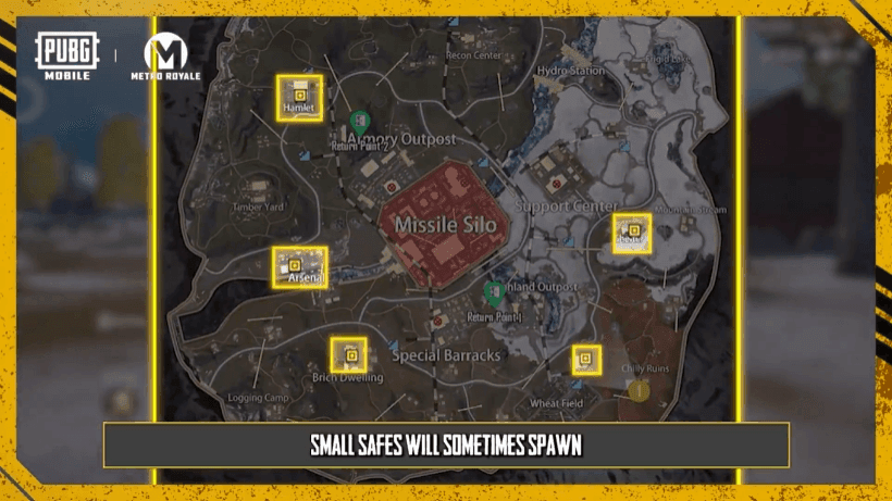 PUBG Mobile Metro Royale Underground Railway Network map with station locations