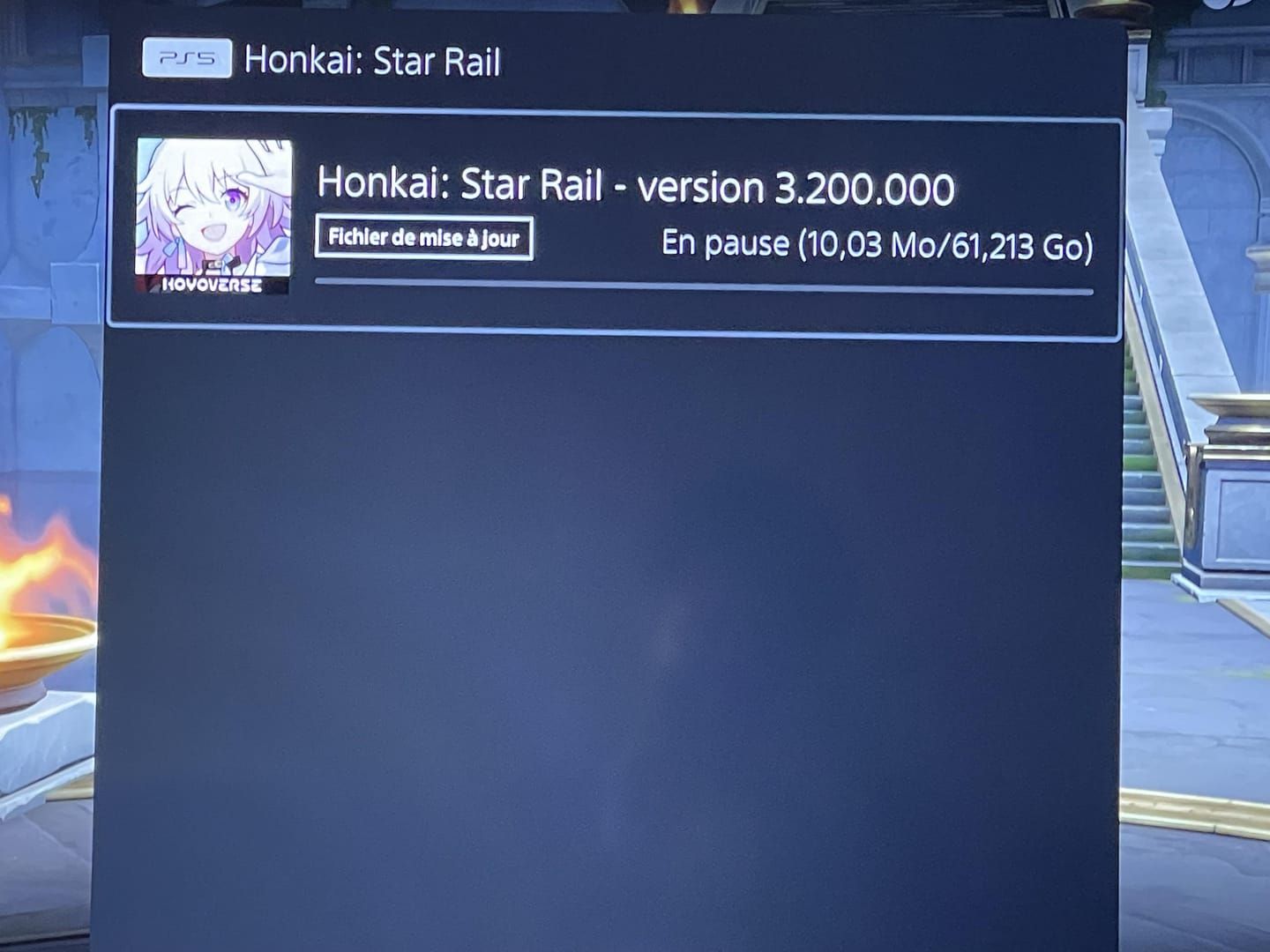 PlayStation 5 storage screen displaying Honkai Star Rail's large file size of 100GB+