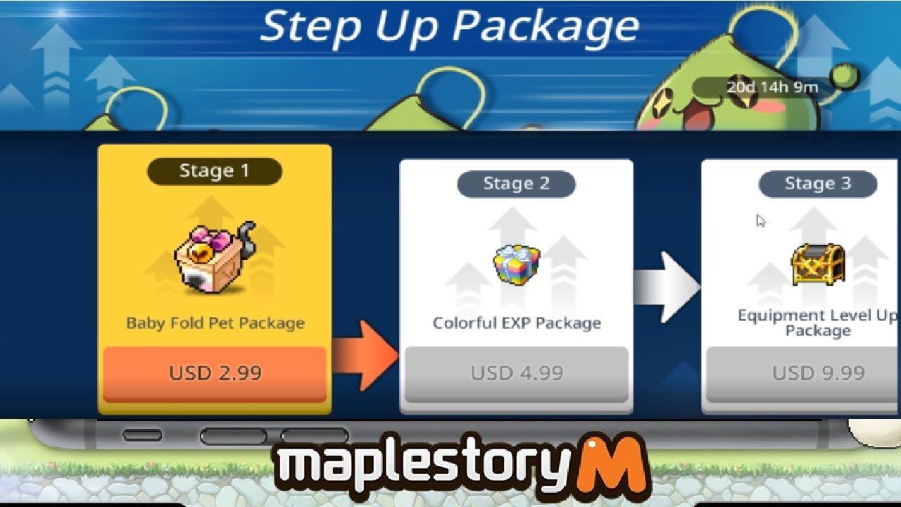 MapleStory M Cash Shop mit verschiedenen Bundles und Paketen