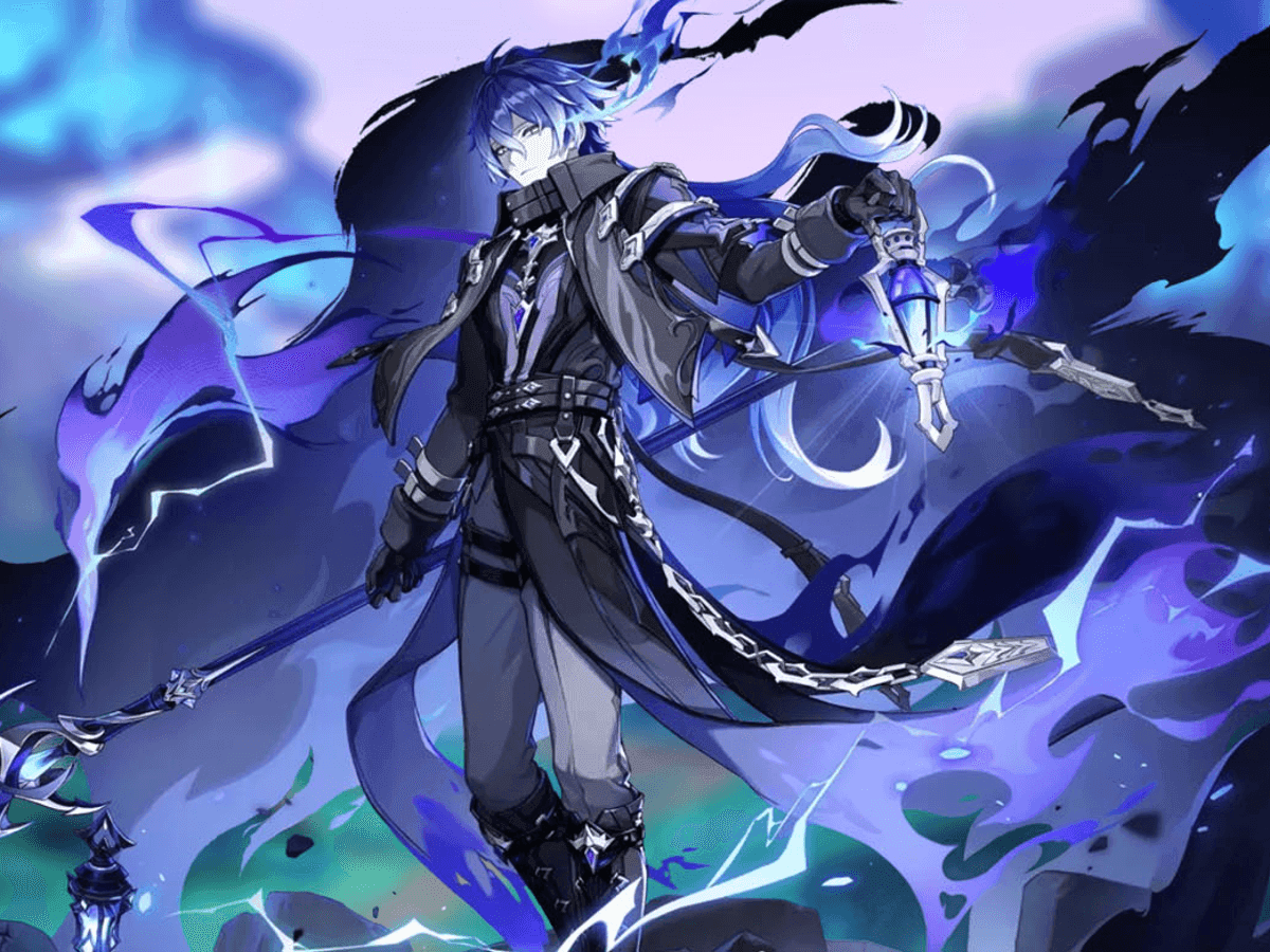 Flins performing his Elemental Skill with Electro infusion effects in combat