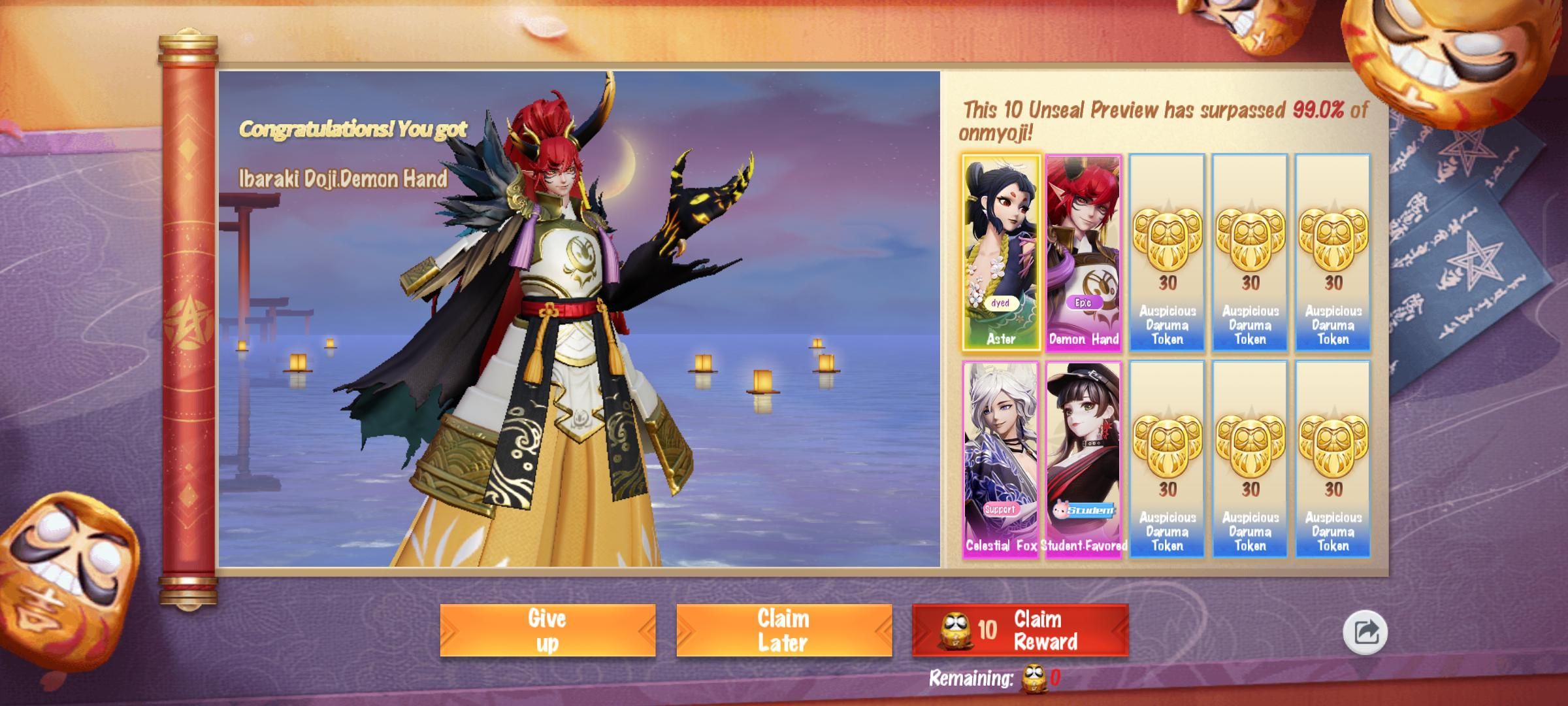 River Daruma position providing vision control in Onmyoji Arena