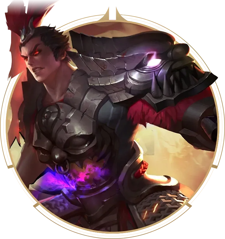 Capture d'écran du gameplay du skin Lu Bu Tueur de Dragon dans Honor of Kings montrant des effets visuels clairs