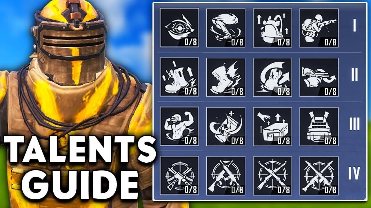 Antara muka talent tree PUBG Mobile Metro Royale menunjukkan binaan zon radiasi solo yang optimum dengan talent Endurance, Strong Sprint, Dextrous, dan Protection