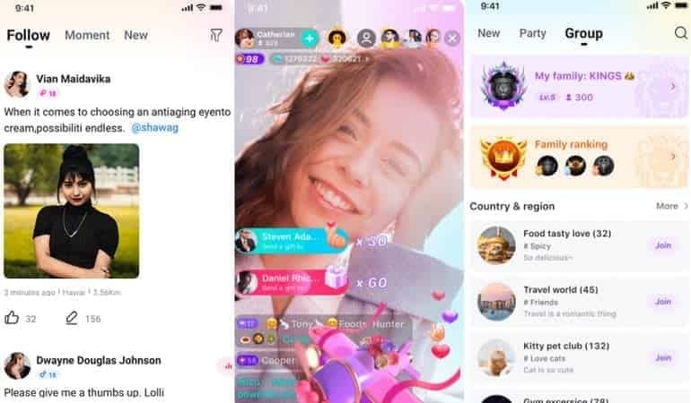 Host MICO Live świętujący podczas bitwy PK z widocznymi efektami prezentów i reakcjami publiczności