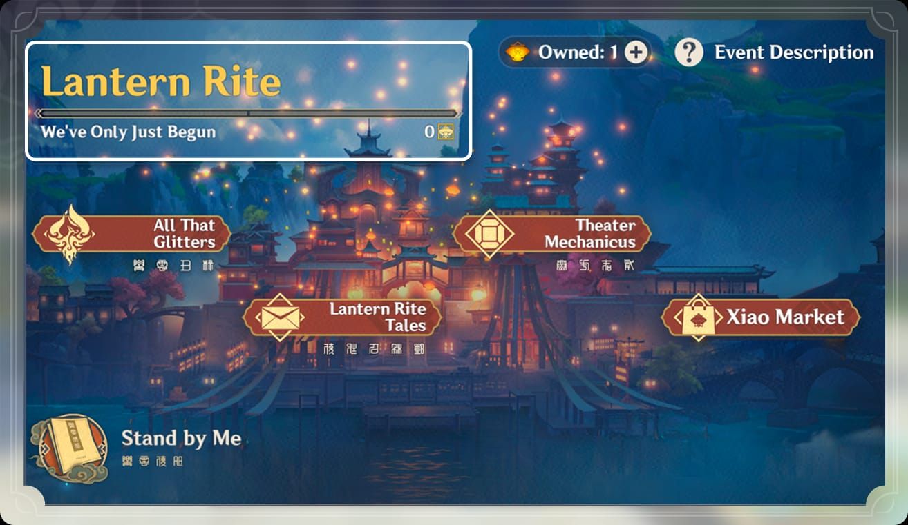 Genshin Impact Laternenritual Event-Menü mit Fortschrittsbalken für Festliches Fieber