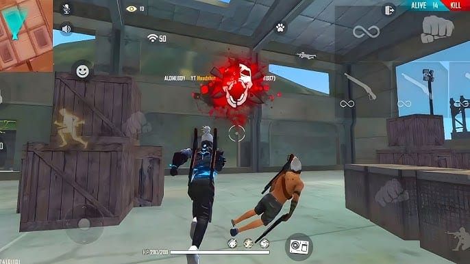 Скриншот практики хедшотов на Тренировочной площадке Free Fire