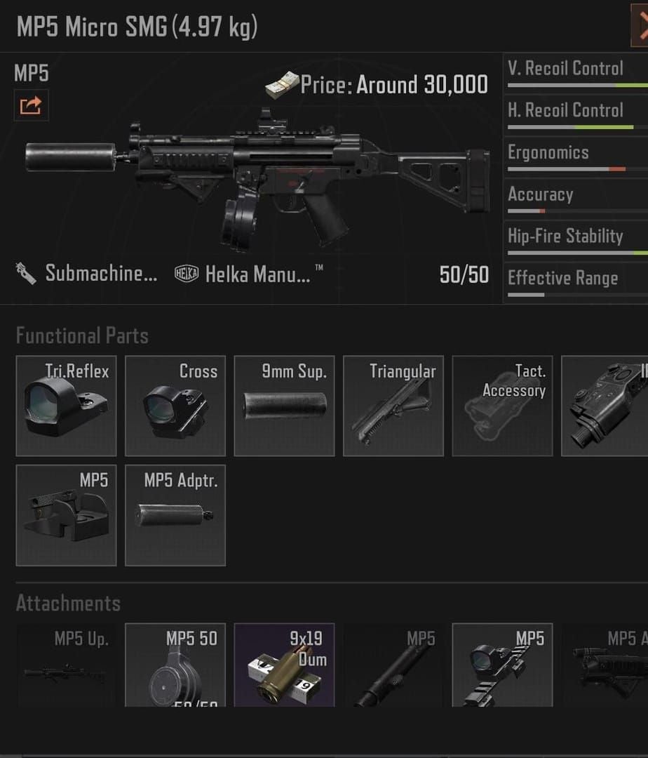 บิลด์อาวุธ MP5 Leg Meta ใน Arena Breakout พร้อมอุปกรณ์เสริม