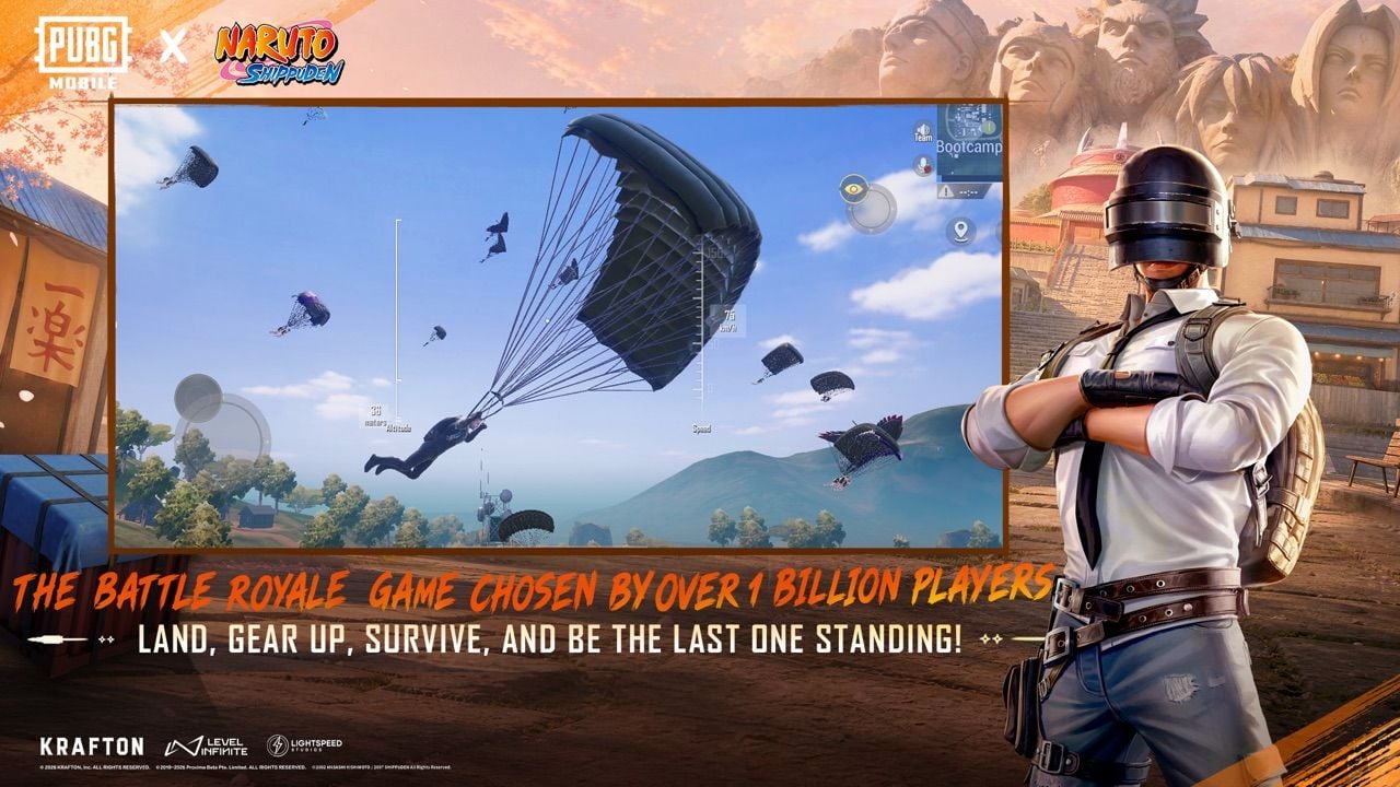 سقوط المظلة في لعبة PUBG Mobile بمعدل 120 إطاراً في الثانية فوق Bootcamp