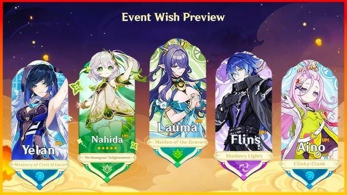 Genshin Impact Phase 2 banner featuring Flins and Yelan characters