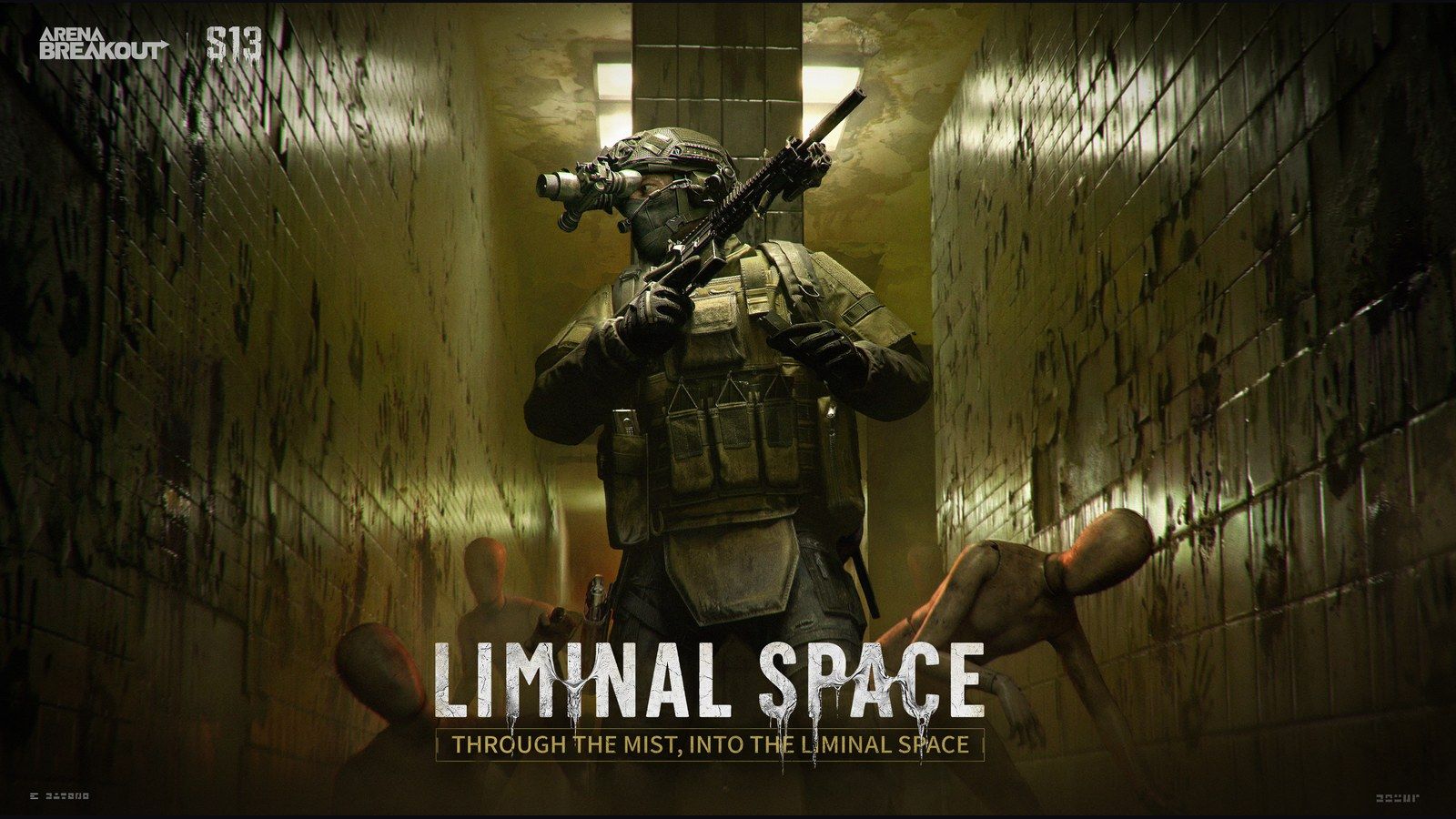 Artwork ufficiale di Arena Breakout Stagione 13 Liminal Space con fucile silenziato e mirino reflex