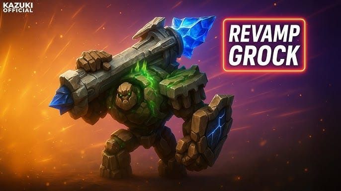 Mobile Legends Bang Bang Grock character showing reworked Bastion of Stone passive ability