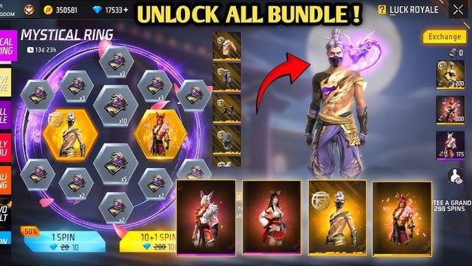 Free Fire 呪術廻戦 宿儺バンドル リングイベント インターフェース