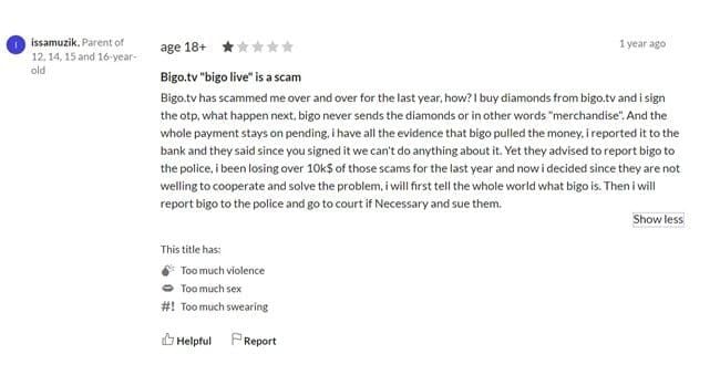 Examples of Bigo Live diamond scam websites and fake generators to avoid