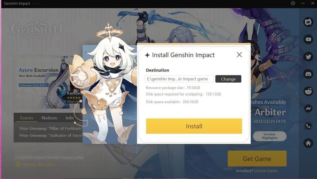 Storage comparison chart showing Genshin Impact's large file size compared to Nintendo Switch's 32GB internal storage