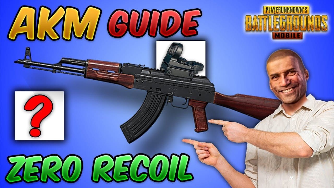 PUBG Mobile assault rifle with red dot sight showing recoil pattern control