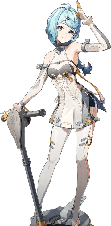 Seed character design from Zenless Zone Zero featuring the mysterious female pilot with her Intelligent Construct Seed Sr.