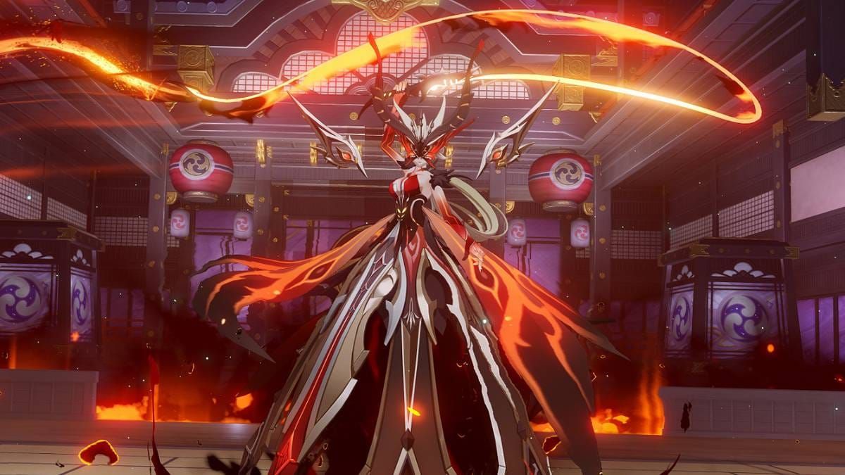 La Signora boss fight Phase 2 showing fire transformation and Blazing Heat mechanics