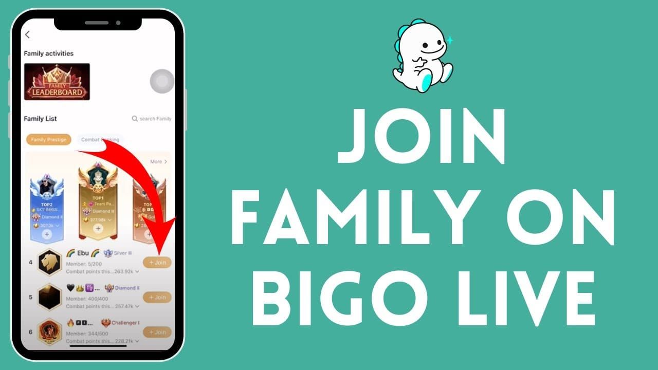 Step-by-step guide showing how to join a Bigo Live family