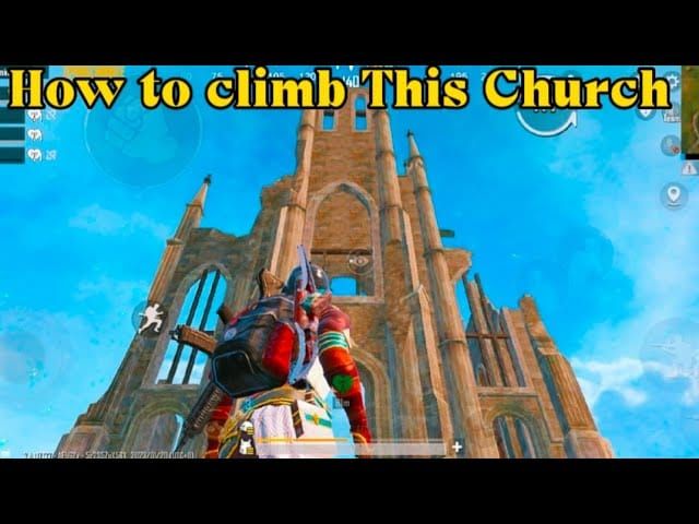 PUBG Mobile Livik map showing Iceborg safe landing zone with church and surrounding buildings