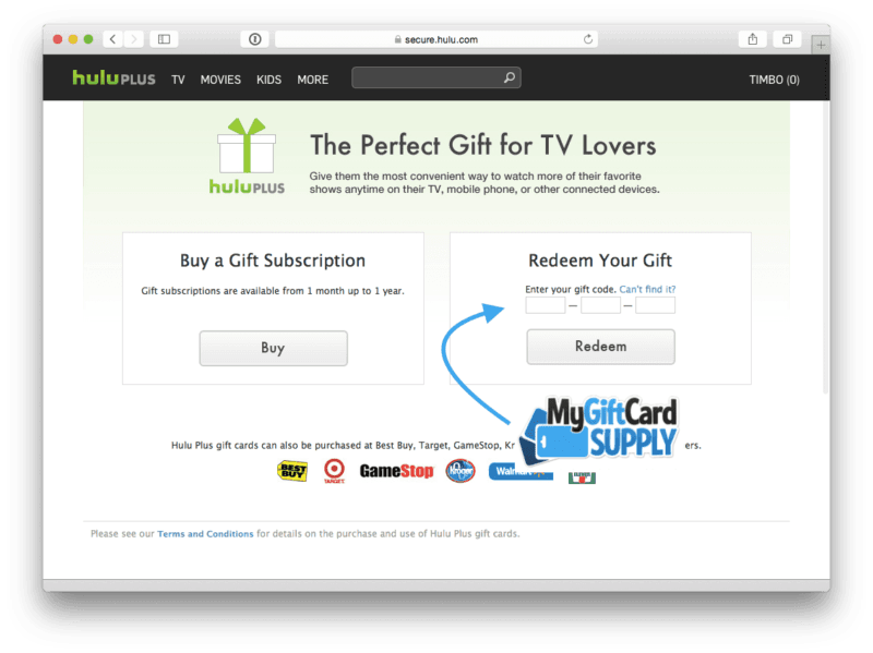 How to recharge Hulu Plus Gift Card (US)