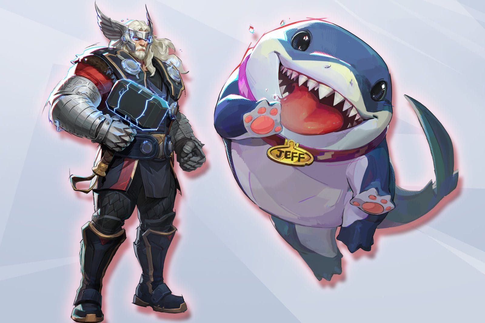 Marvel Rivals characters Jeff the Land Shark and Thor