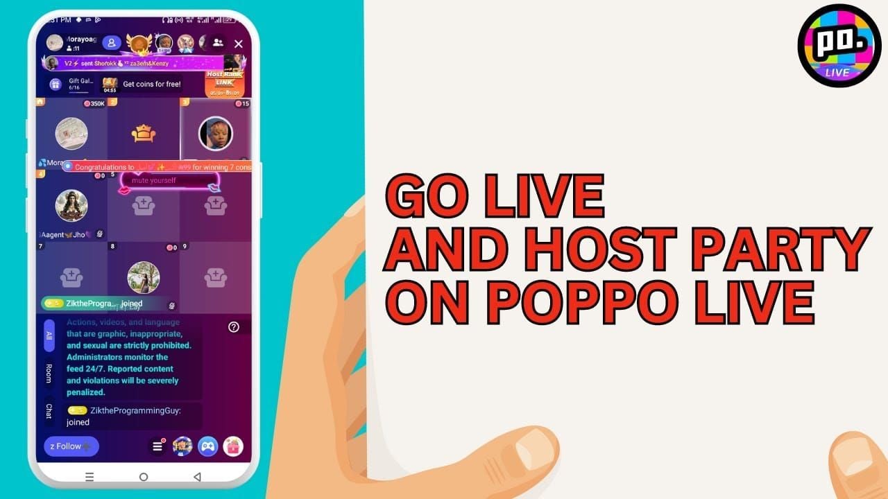 在 Poppo Live 上创建新派对房间的分步指南