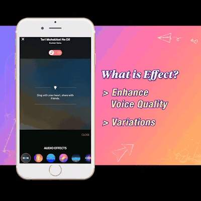 Clipe animado da barra de efeitos de áudio no aplicativo StarMaker, de um tutorial oficial de 2019