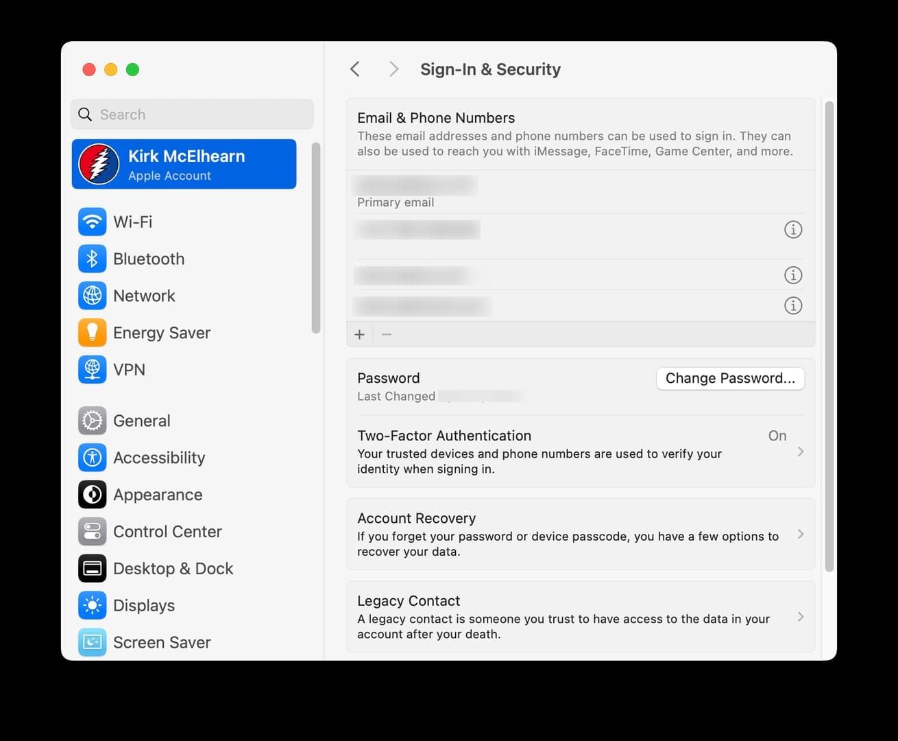 Apple ID Password & Security settings screenshot for enabling 2FA before Apple Gift Card (US) redemption