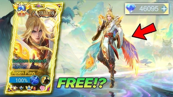 رسم لمظهر Xavier Sunborn Monarch الأسطوري في Mobile Legends Bang Bang