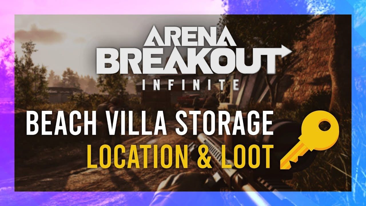 Mapa průvodce Beach Villa v Arena Breakout zobrazující trasu ze spawnu North Beach k extrakci South pro denní mise