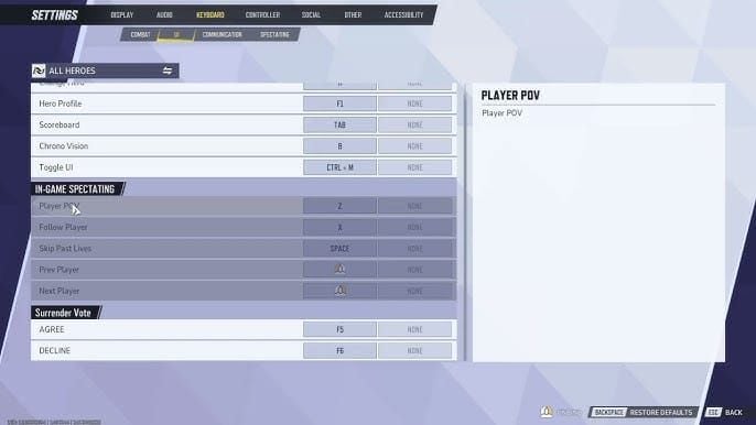 Marvel Rivals individual hero button mapping interface with customization options