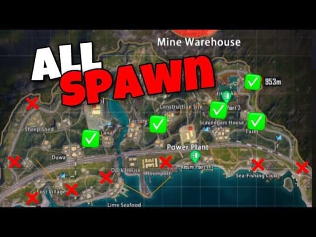 PUBG Mobile Metro Royale Misty Port map layout with loot route markers