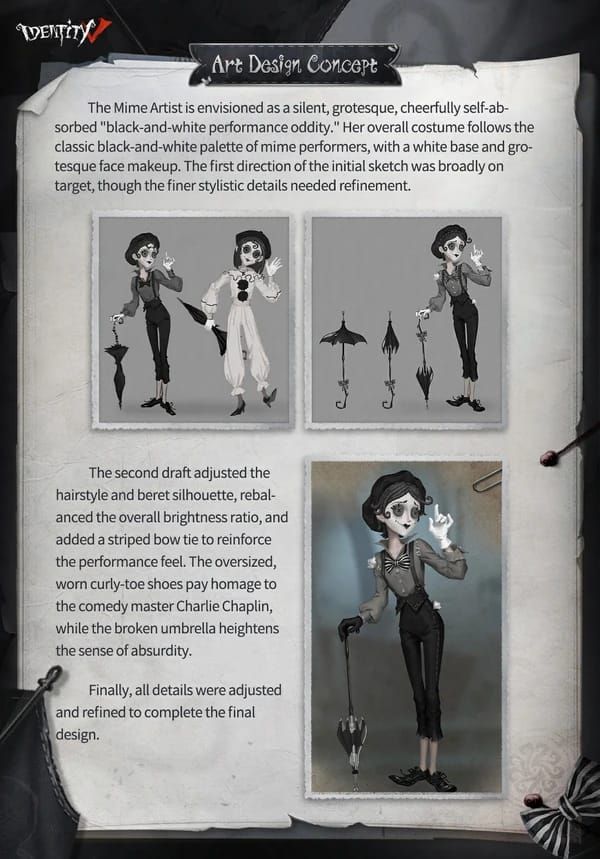 Identity V Mime Artist core stats table visual