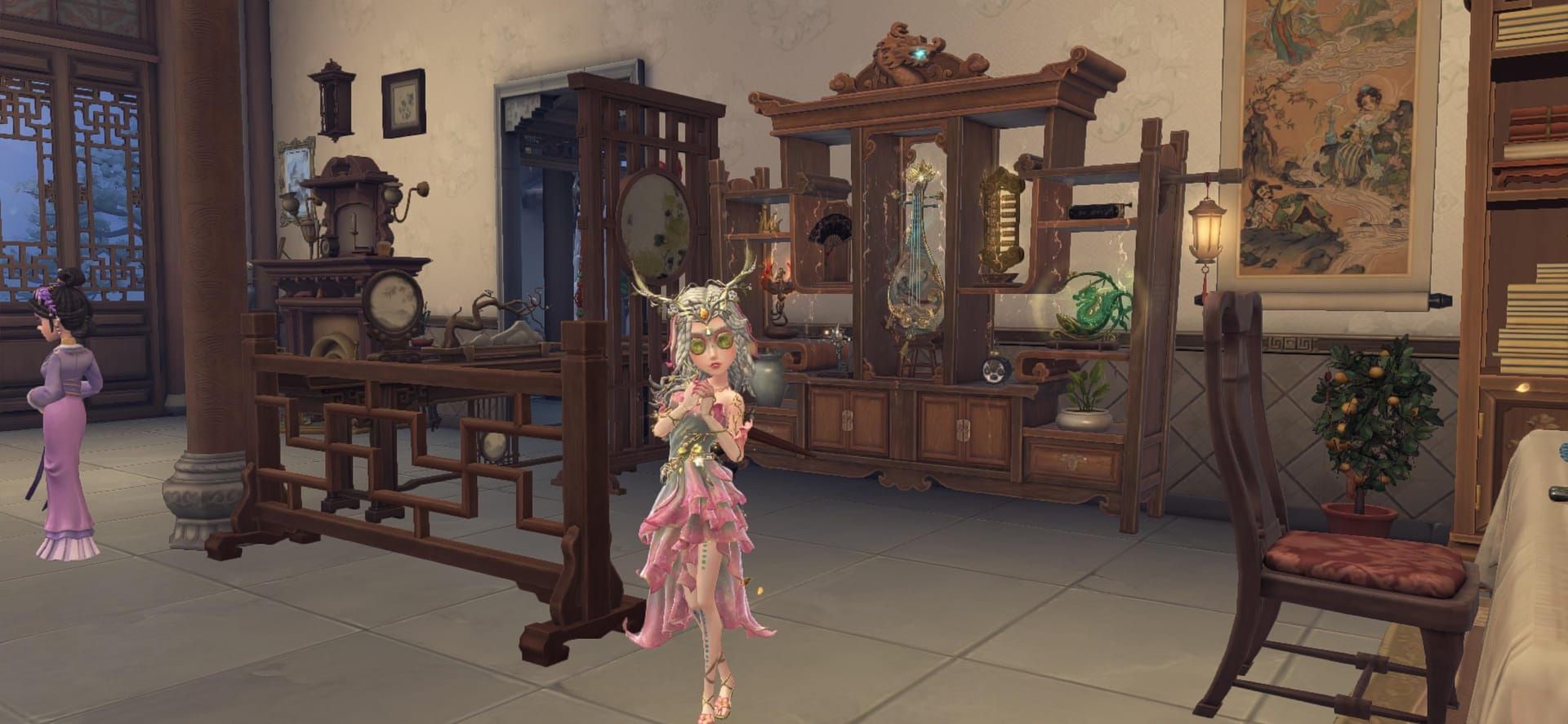 Identity V Spring Retreat room interface with furniture and butlers