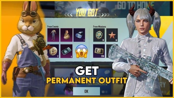 PUBG Mobile Star Bunny collection items including glowing backpack with neon space theme