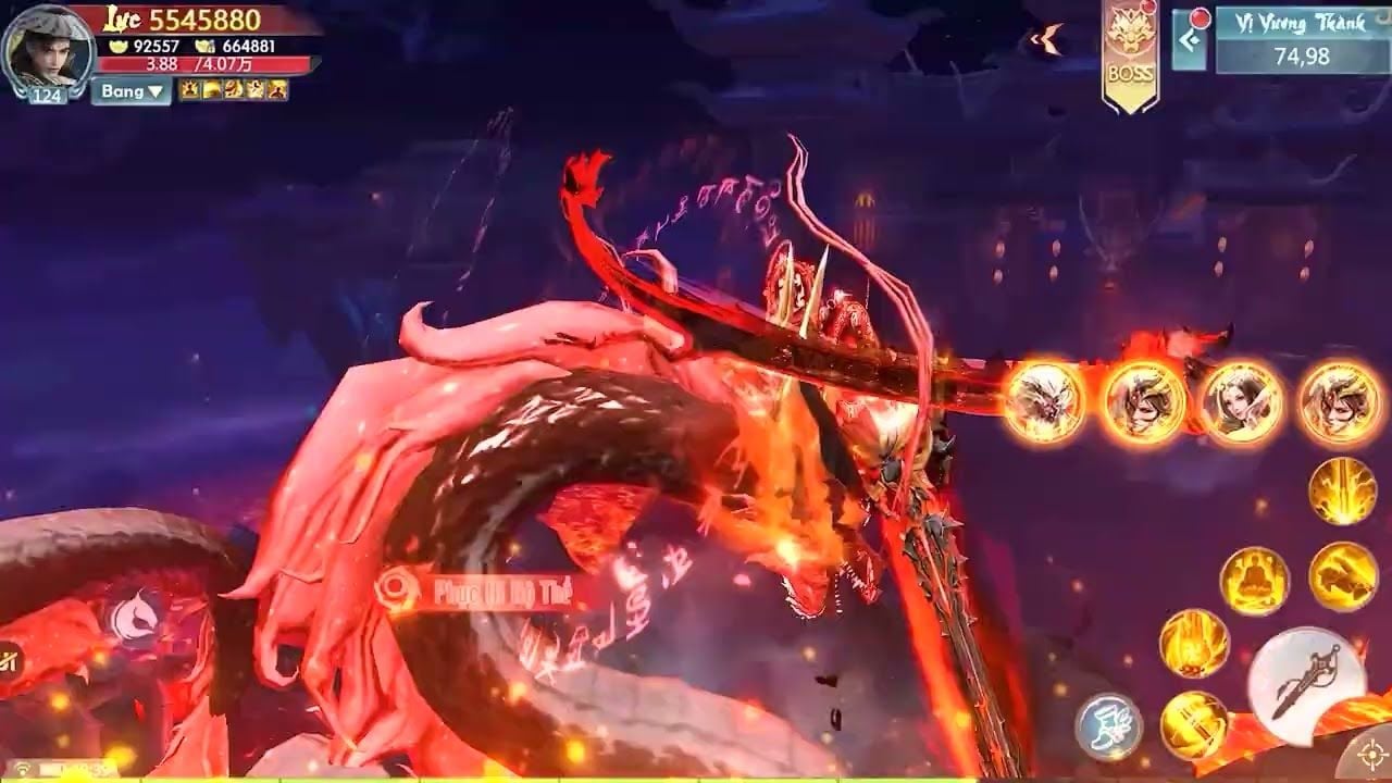 Massive guild war PK encounter in Tru Tien 3D featuring Tuyet Anh sect skills and character models