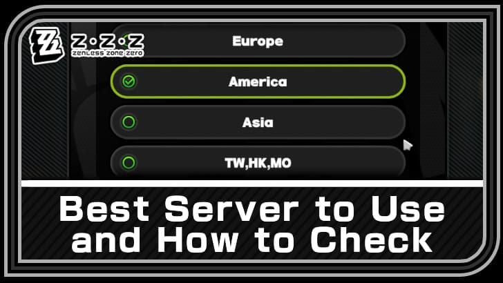 Zenless Zone Zero server region selection screen