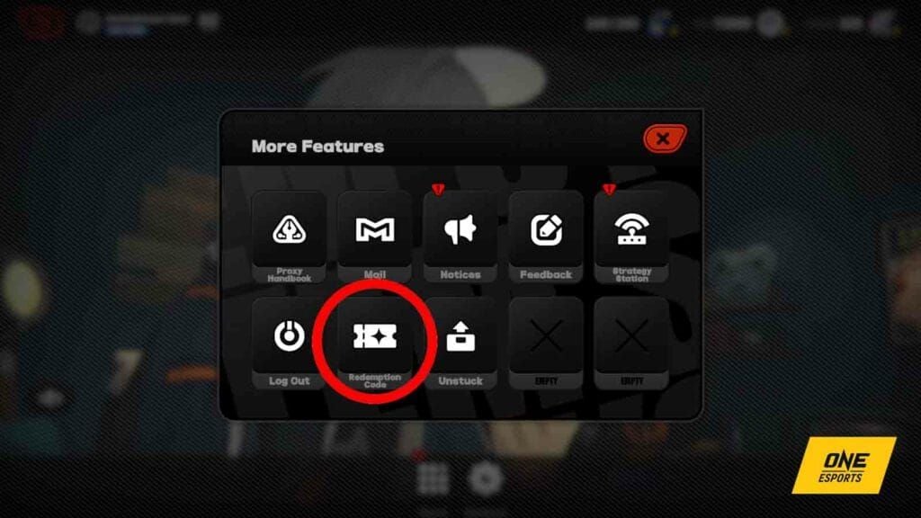 Navigasi menu dalam game Zenless Zone Zero yang menunjukkan jalur ke fitur kode redeem