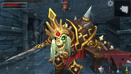 Layar pertempuran dungeon Hero GO saat farming loot drop