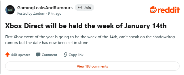 Rumor has it that Xbox may hold an Xbox Developer Direct event this month